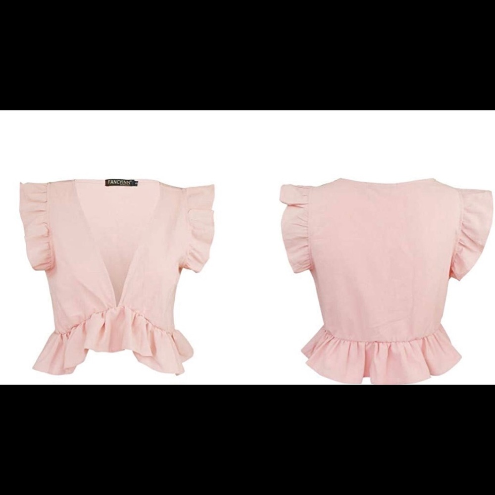 Pink ruffle crop top